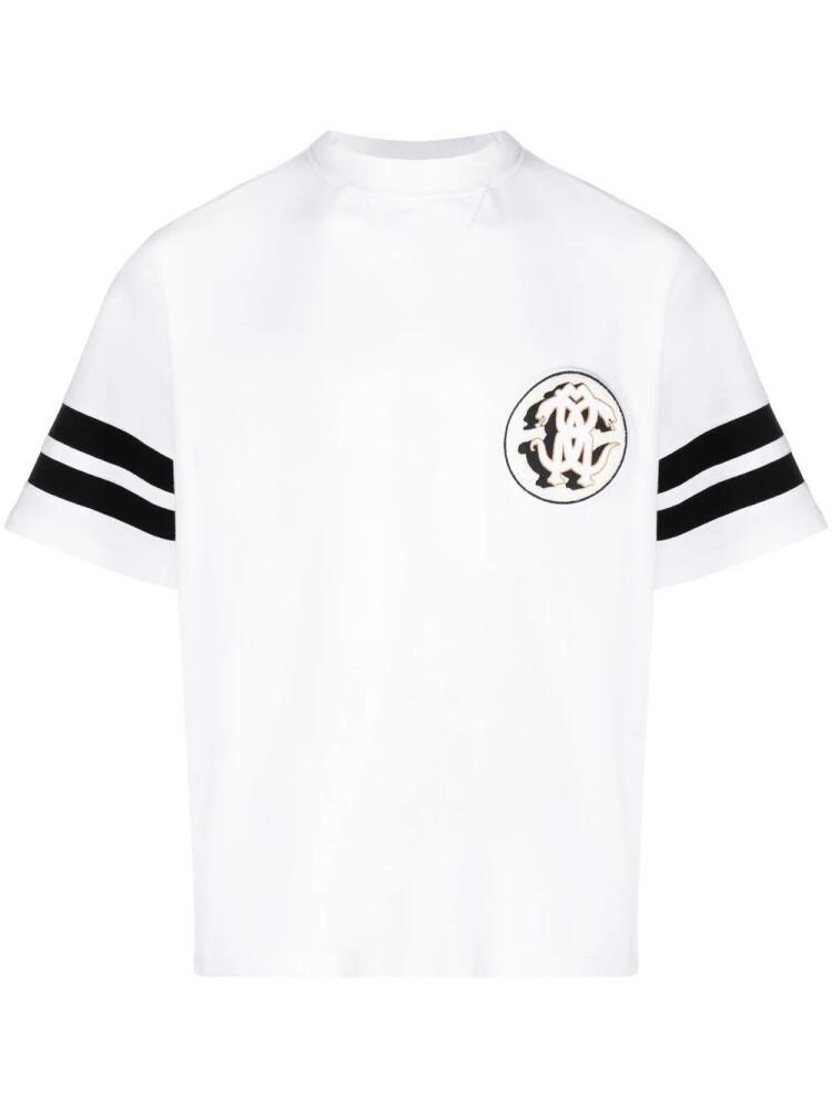 Roberto Cavalli Mirror Snake-patch piqué T-shirt - White Cover