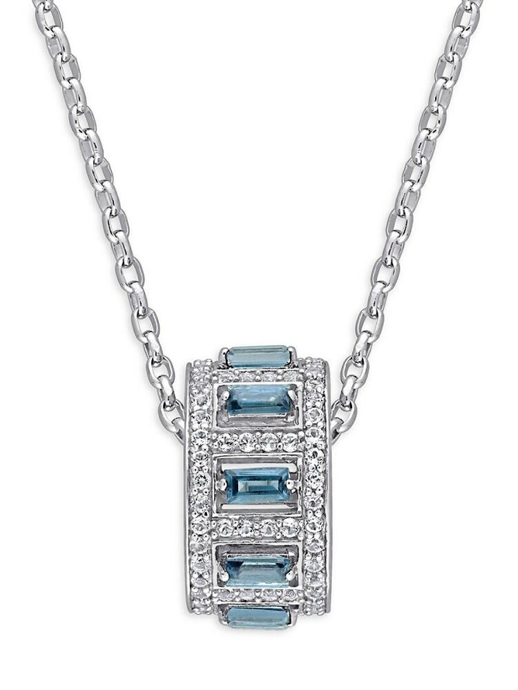 Sonatina Women's Sterling Silver, London Blue Topaz & White Topaz Pendant Necklace Cover