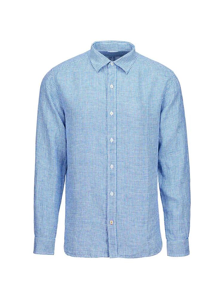 Swims Men's Amalfi Gingham Linen Sport Shirt - Ensign Blue Cover