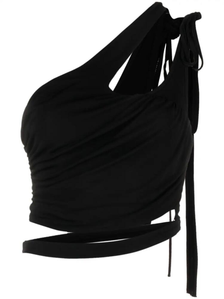 ANDREĀDAMO cut-out draped cropped top - Black Cover