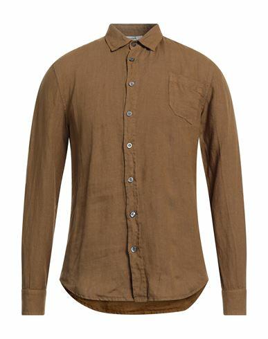 Alpha Studio Man Shirt Camel Linen Cover