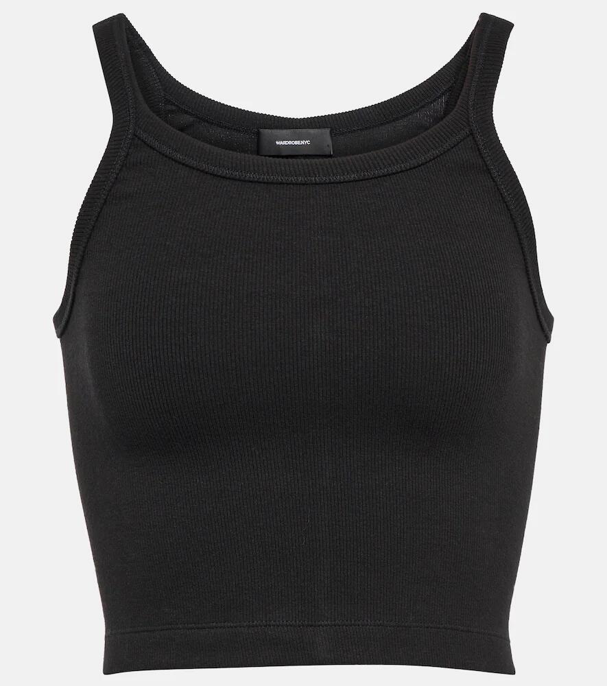 Wardrobe. NYC x Hailey Bieber HB ribbed-knit jersey crop top Cover