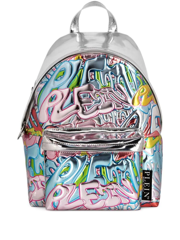 Philipp Plein Bombing Graffiti metallic leather backpack - Silver Cover