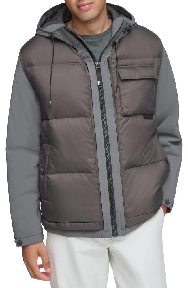 Andrew Marc Paxos Water Resistant Quilted Down Jacket in Slate Cover