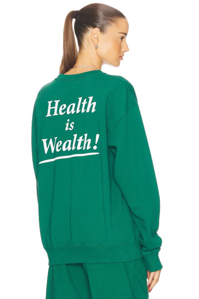 Sporty & Rich Health Is Wealth Crewneck Sweater in Green Cover