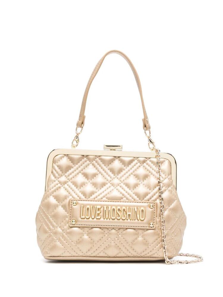 Love Moschino logo-plaque quilted tote bag - Gold Cover