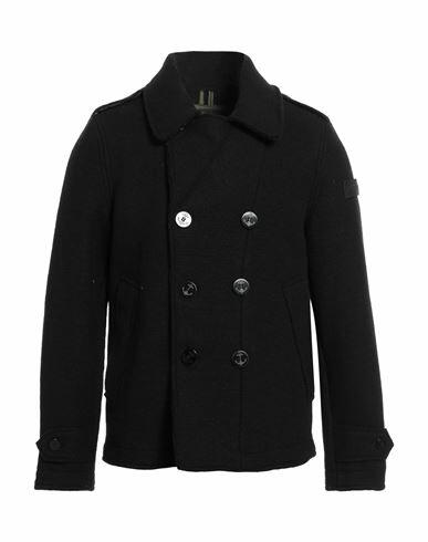 Replay Man Coat Black Virgin Wool, Polyester Cover