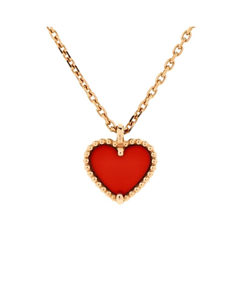 Pre-Owned Van Cleef & Arpels Sweet Alhambra Heart Pendant Necklace 18K Rose Gold and Carnelian Cover