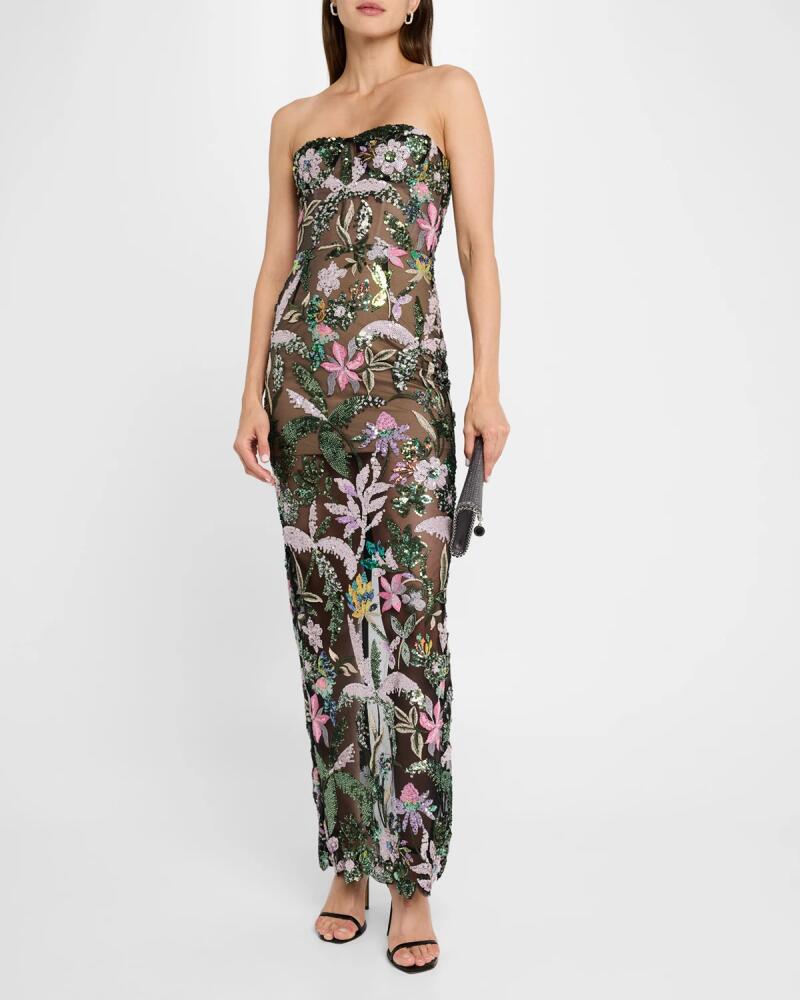 Bronx and Banco Dahlia Leoni Strapless Sequin Embroidered Gown Cover