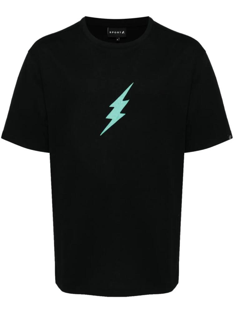 SPORT b. by agnès b. lightning bolt-print cotton T-shirt - Black Cover