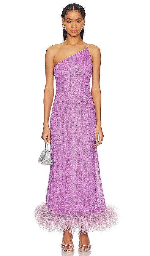 Oseree Lumiere Plumage One Shoulder Dress in Purple Cover