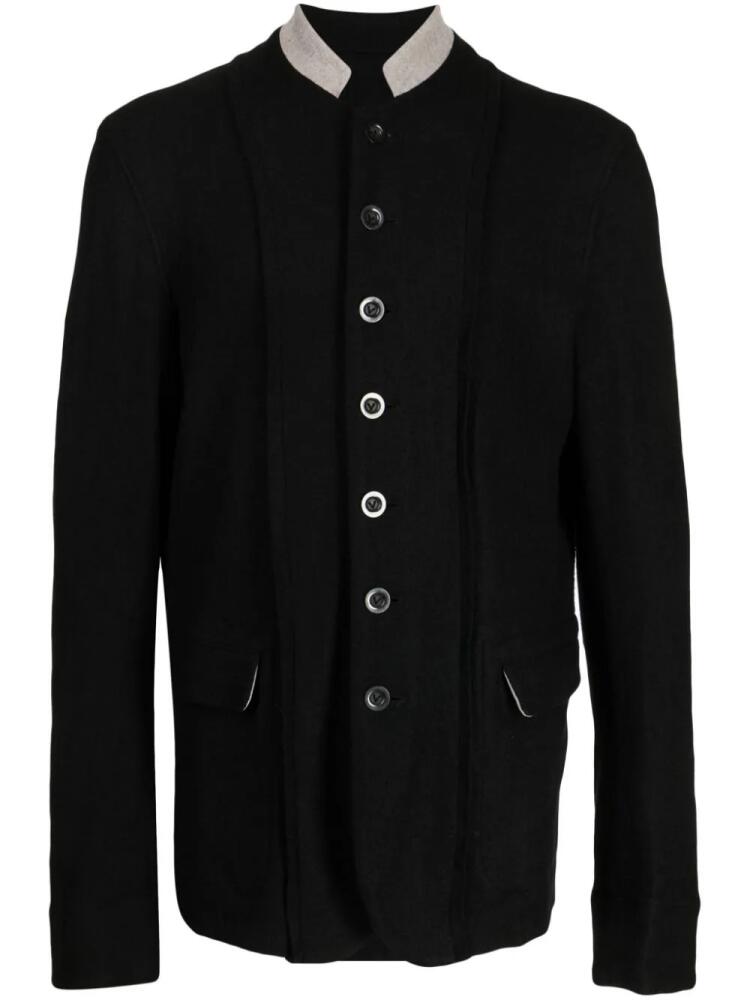 The Viridi-Anne Fullling contrasting-collar felted blazer - Black Cover