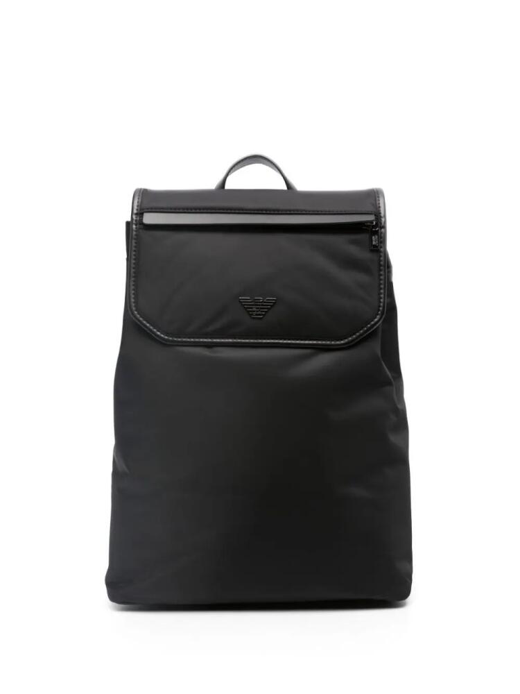 Emporio Armani logo-plaque foldover backpack - Black Cover