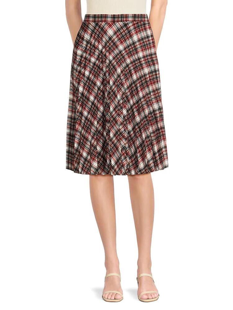 Love Ady Women's Plaid Pleated Skirt - Ruby Red Cover