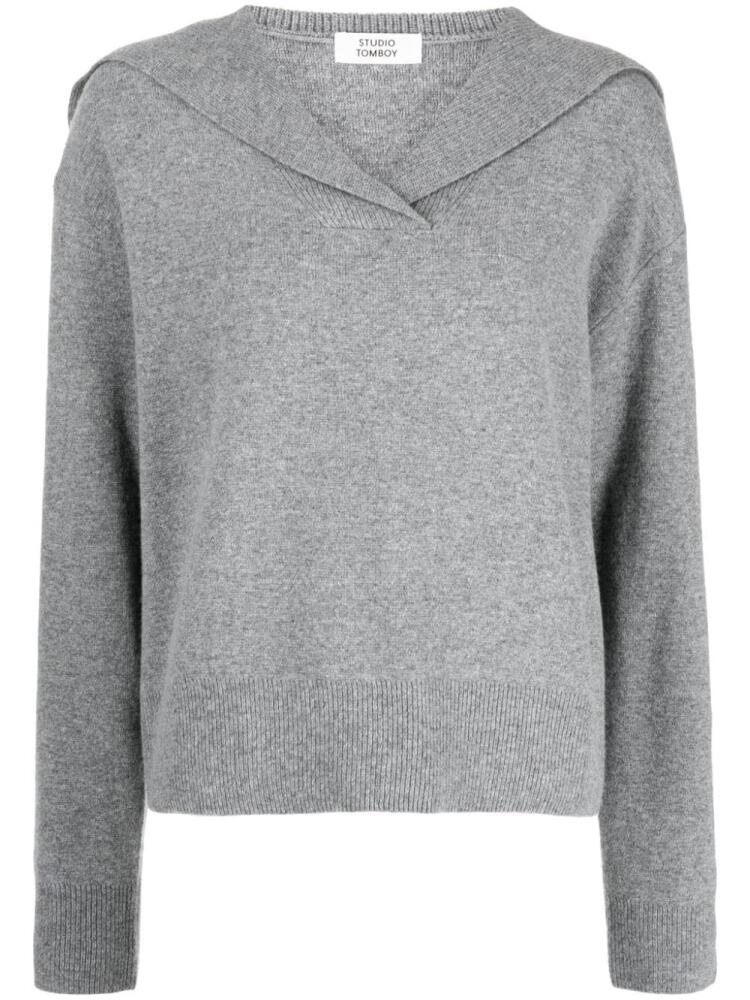 STUDIO TOMBOY sailor-collar V-neck jumper - Grey Cover