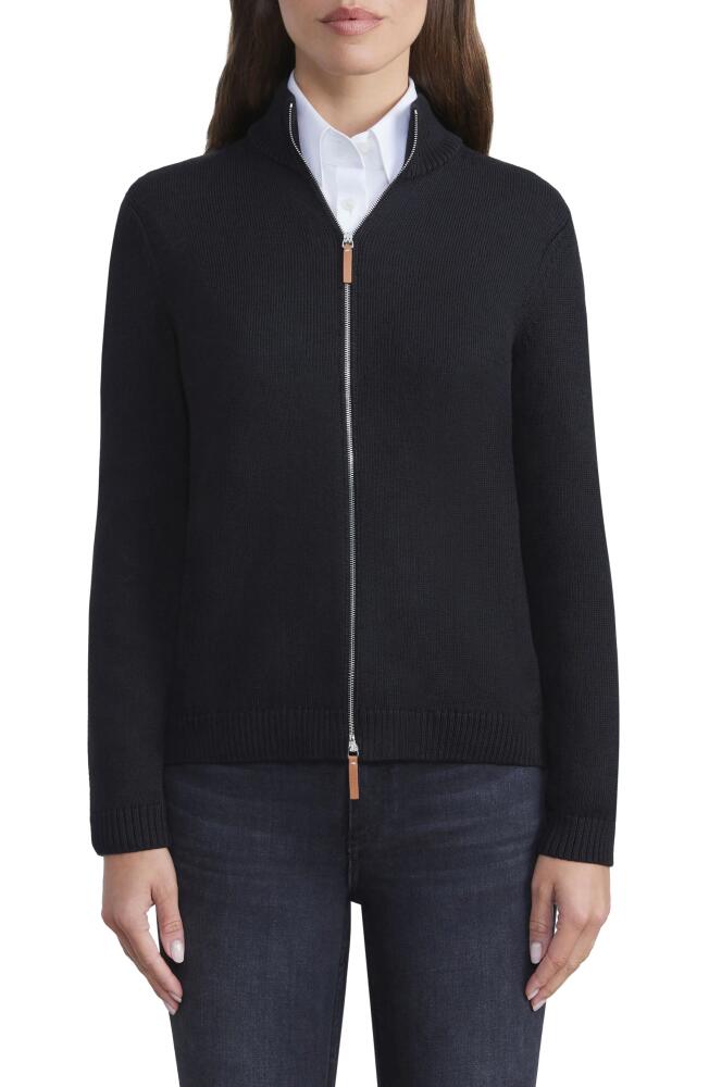 Lafayette 148 New York Cotton & Silk Knit Bomber Jacket in Black Cover