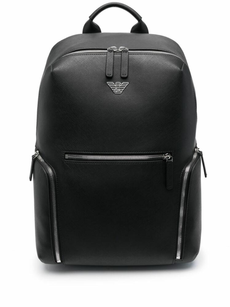 Emporio Armani logo-embossed zip-fastening backpack - Black Cover