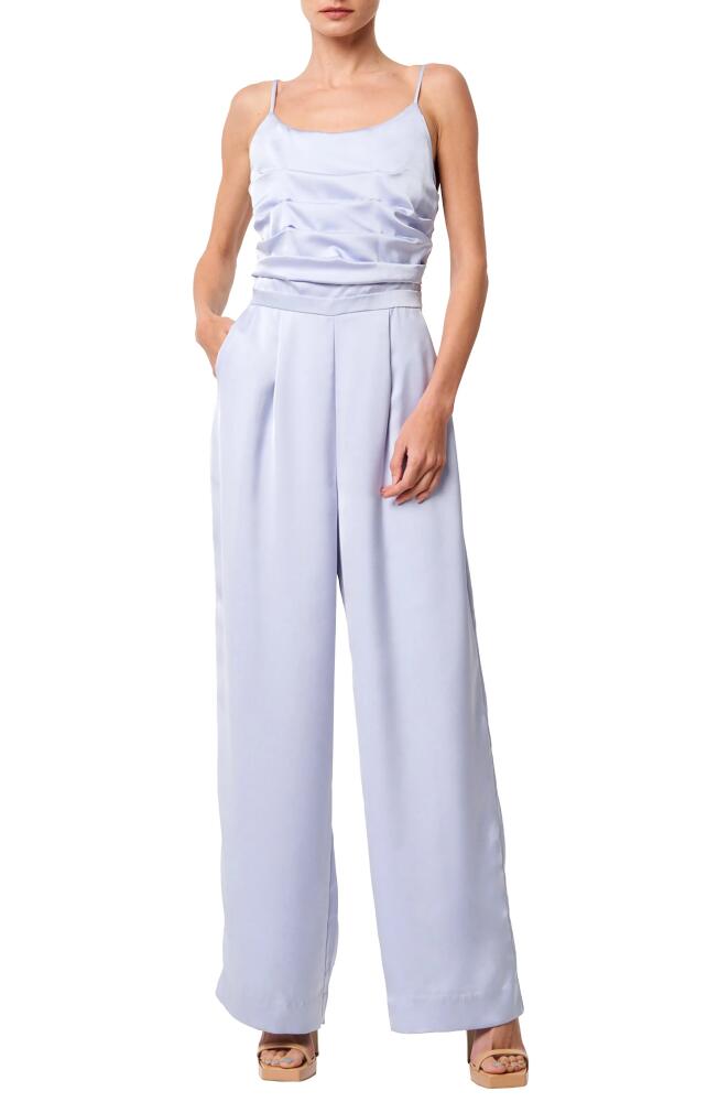 CIEBON Cecilie Pleated Satin Cami Jumpsuit in Light Blue Cover