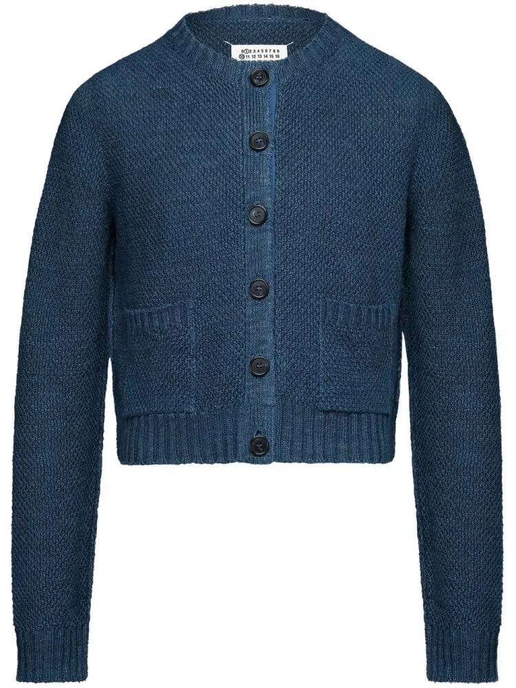 Maison Margiela basket-weave round-neck cardigan - Blue Cover