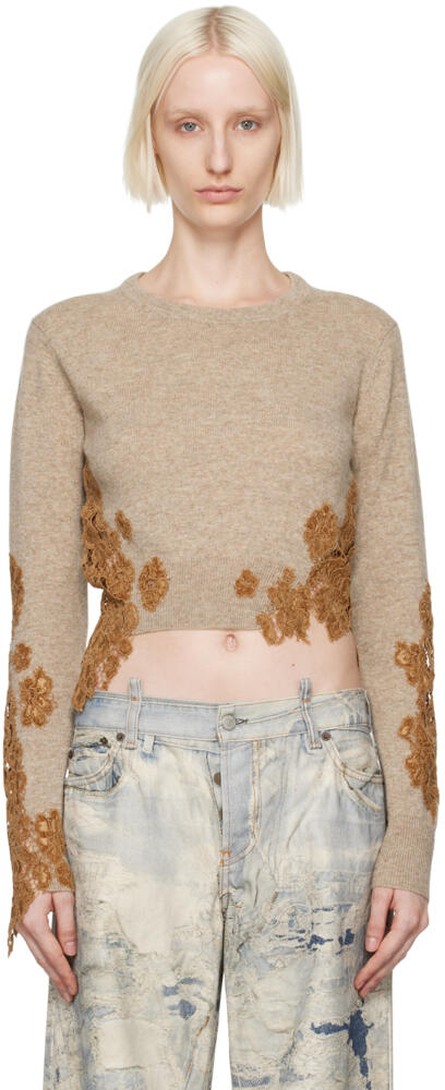 Acne Studios Beige Lace Trim Sweater Cover