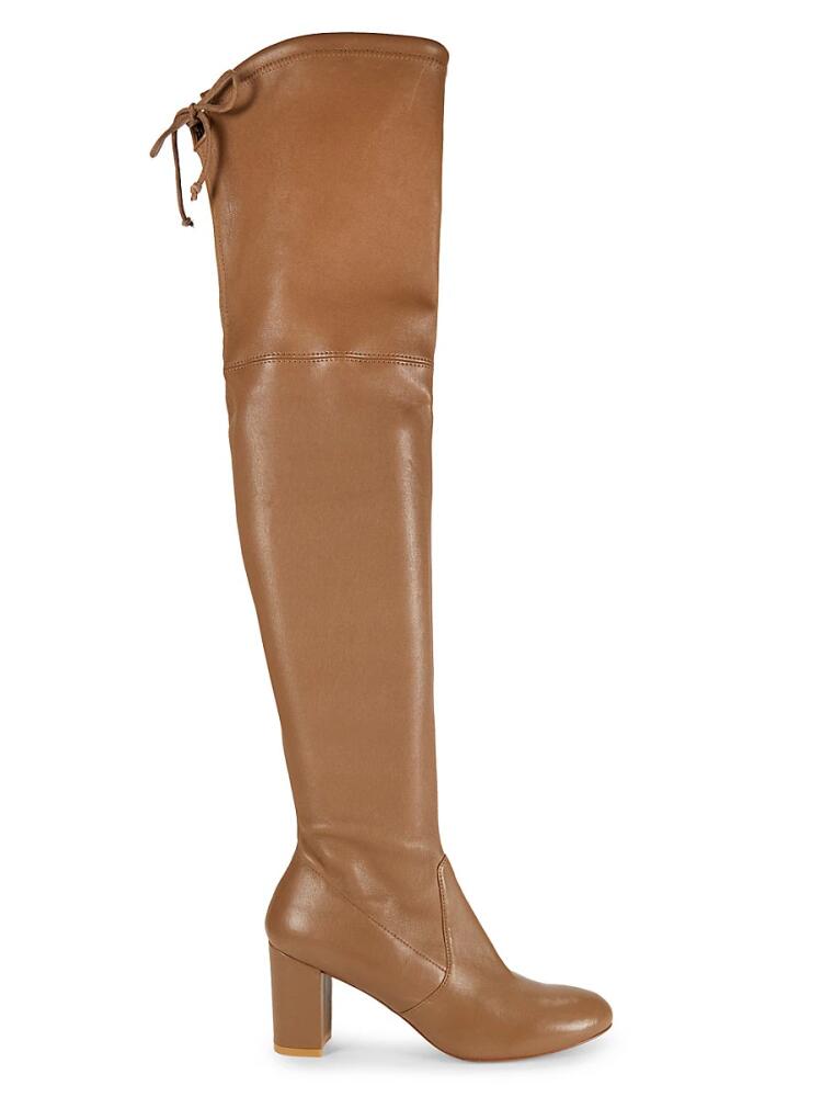 Stuart Weitzman Women's Sofia Leather Block Knee High Boots - Khaki Cover