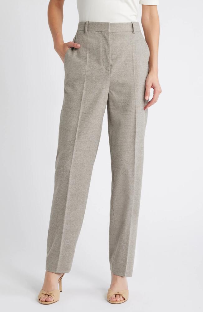 BOSS Tabitha Wool Blend Straight Leg Pants in Beige Melange Flannel Cover