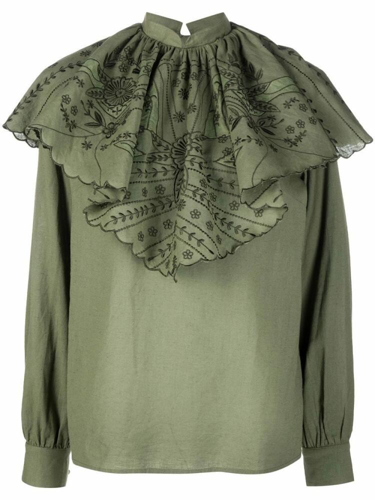 ETRO ruched floral-embroidery blouse - Green Cover