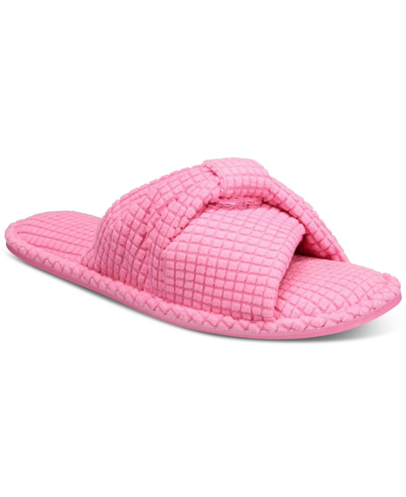 Charter Club Women's Textured Knot-Top Slippers, Created for Macy's - Pink Taffy Cover