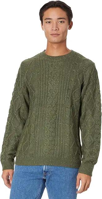 Lucky Brand Mixed Stitch Tweed Crew Neck Sweater (Olive Night) Men's Sweater Cover