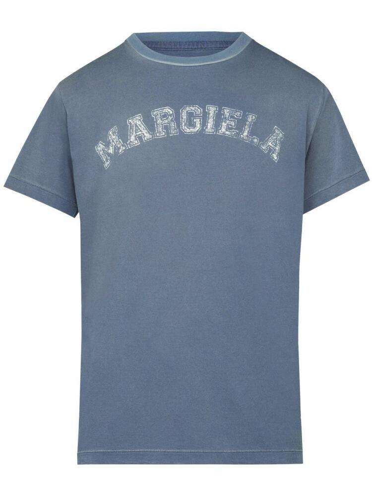 Maison Margiela logo-print jersey T-shirt - Blue Cover