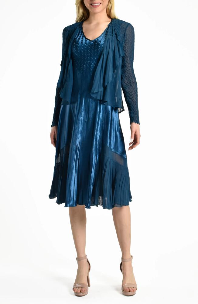 Komarov Chiffon & Charmeuse Cocktail Dress with Jacket in Mediterranea Cover