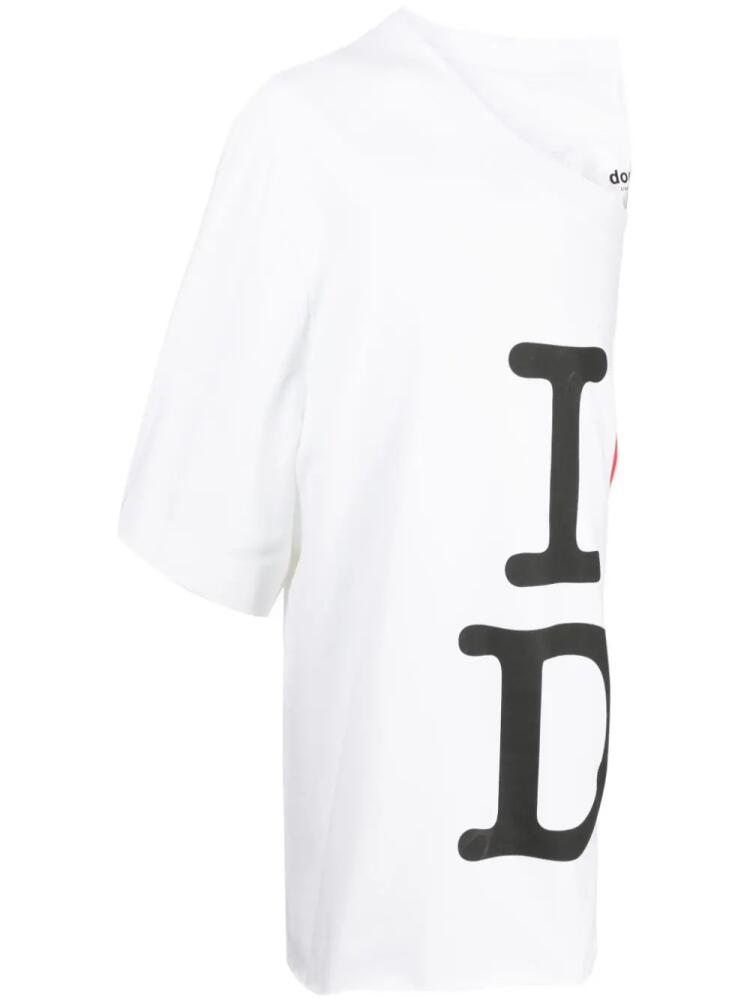 Doublet graphic-print one-shoulder T-shirt - White Cover