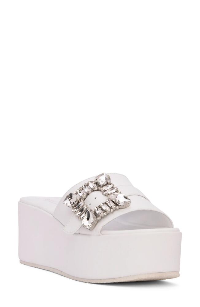 BEAUTIISOLES Dita Platform Slide Sandal in White Cover