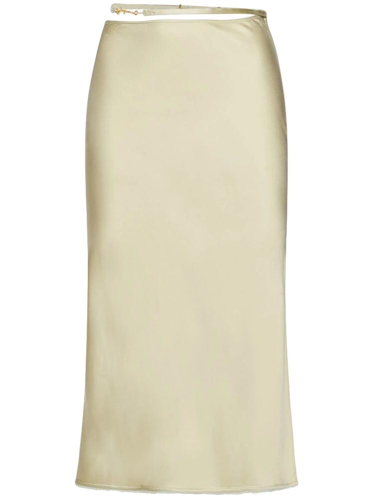 JACQUEMUS La Jupe Notte Stretch Satin Midi Skirt Cover