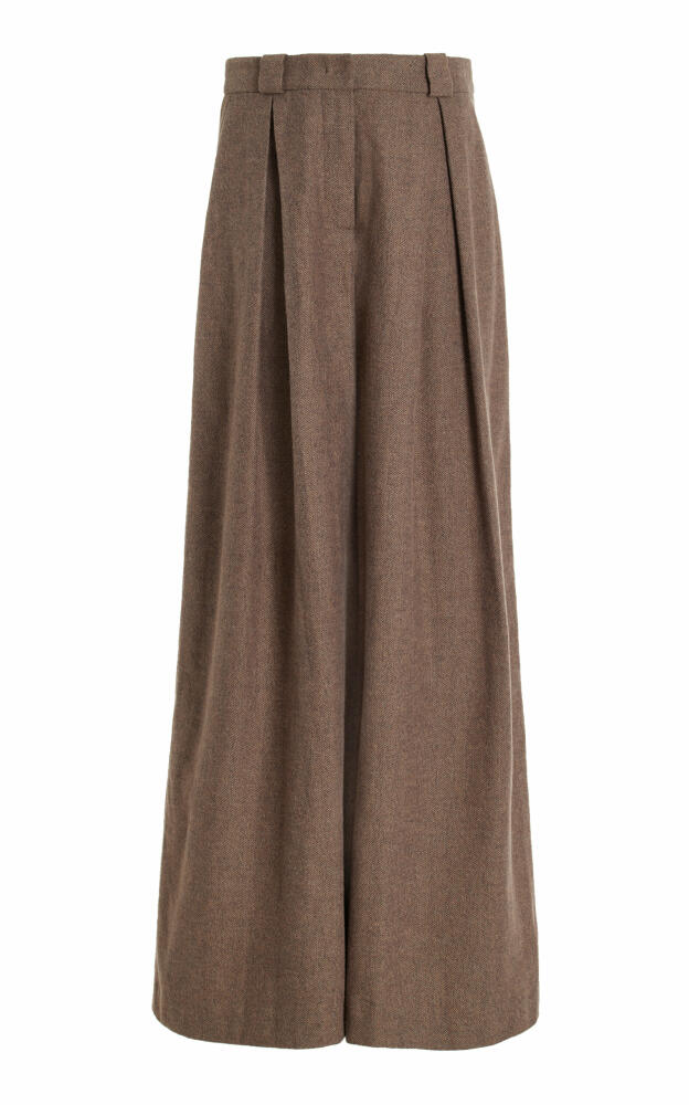 THE GARMENT - Alpine Pleated Cotton Wide-Leg Pants - Brown Cover