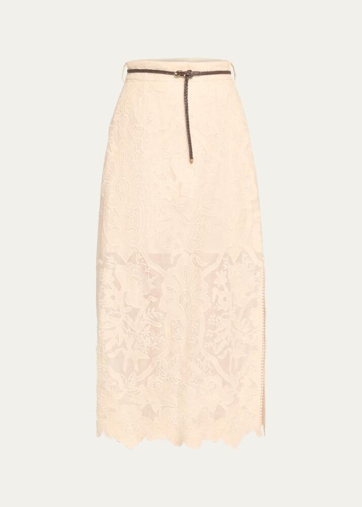 Zimmermann Ottie Embroidered Midi Skirt Cover