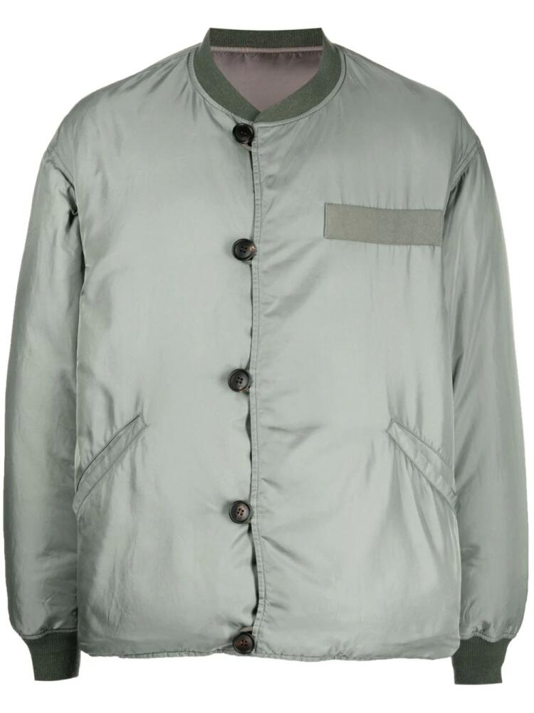 visvim baseball-collar padded bomber jacket - Green Cover