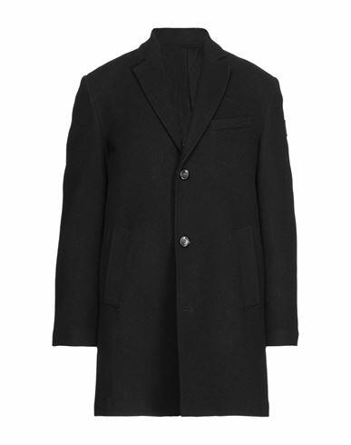 Trussardi Jeans Man Coat Black Wool, Polyester Cover