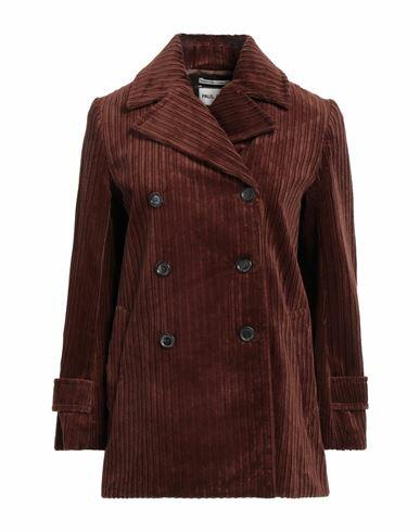 Paul & Joe Woman Coat Brown Cotton Cover