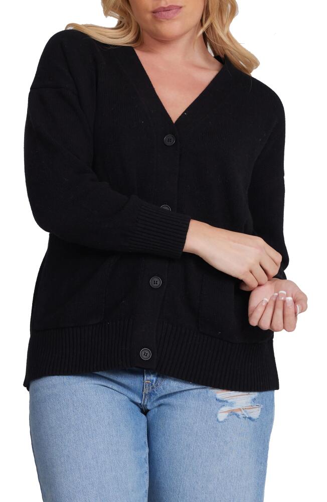 MINNIE ROSE Oversize Cotton & Cashmere Cardigan in Black Cover