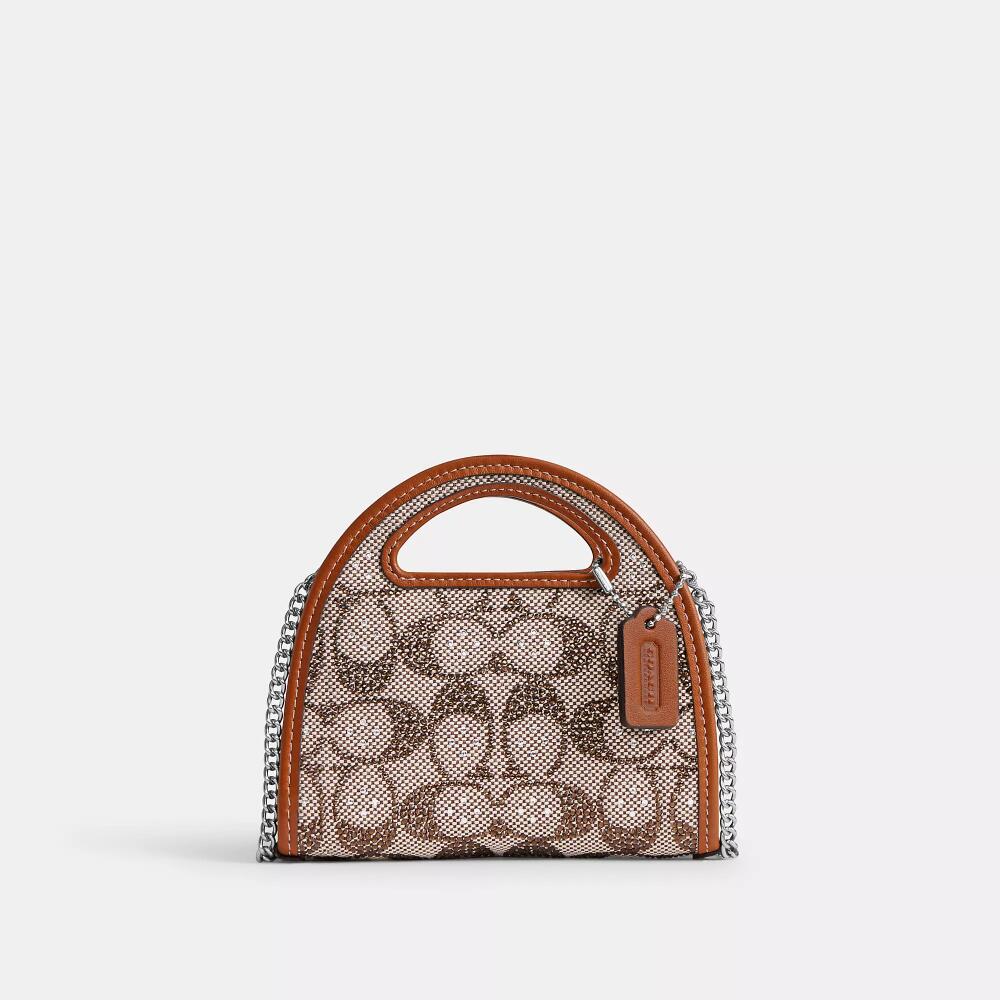 Coach Top Handle Card Case In Crystal Signature Jacquard Cover