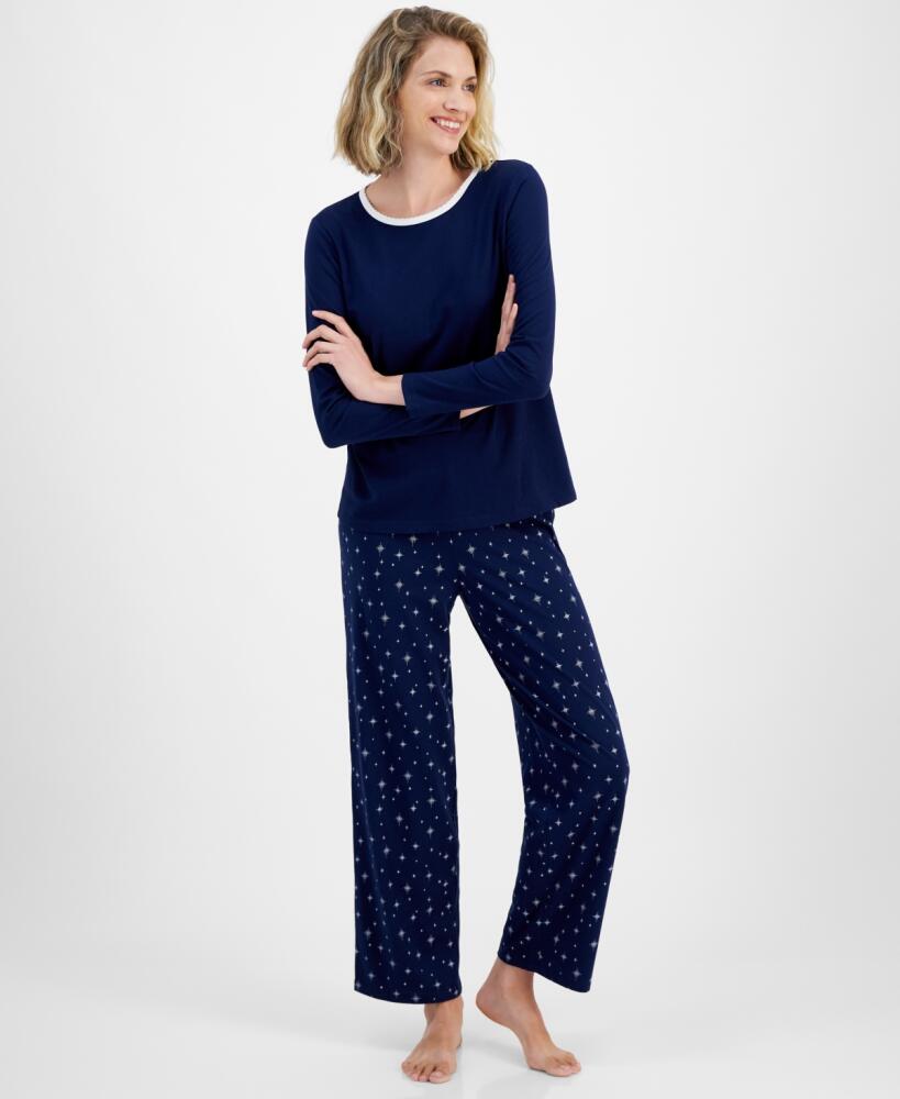 Charter Club Women's 2-Pc. Long-Sleeve Pajamas Set, Created for Macy's - Twinkle Navy Cover