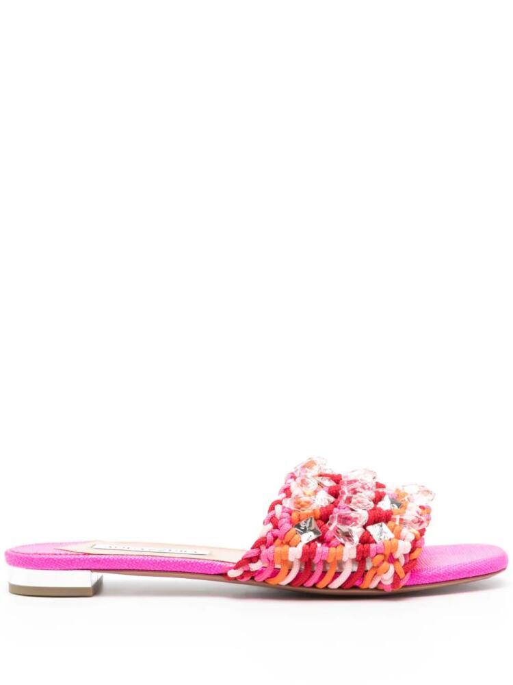 Aquazzura Crystal Cote slides - Pink Cover