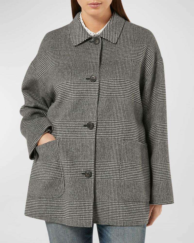 Marina Rinaldi Plus Size Nadia Check-Print Wool-Blend Coat Cover