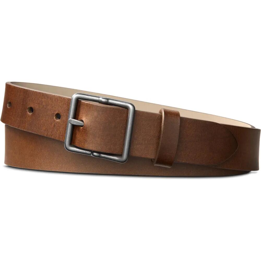 Shinola Center Bar Buckle Navigator Leather Belt in Med Brown Cover