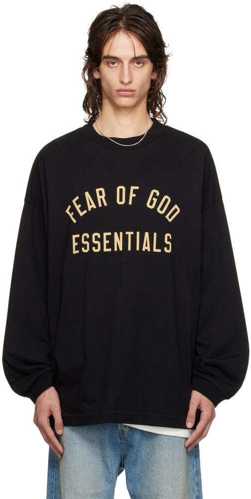 Fear of God ESSENTIALS Black Crewneck Long Sleeve T-Shirt Cover