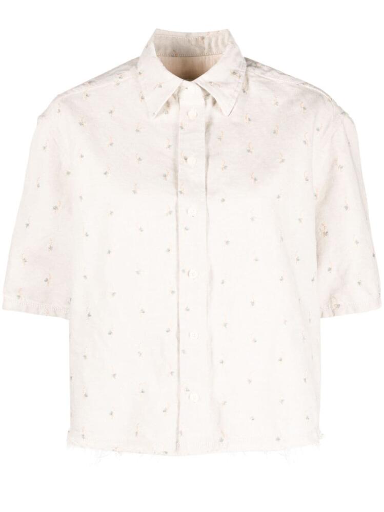 Lanvin embroidered boxy denim shirt - Neutrals Cover