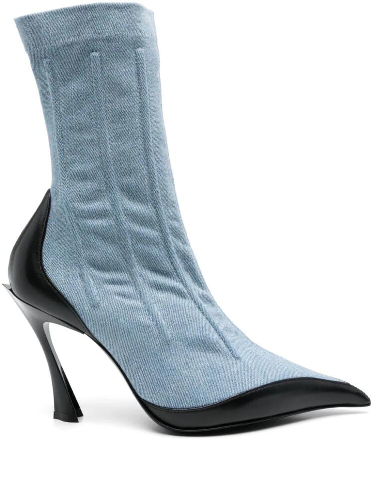 Mugler 95mm bi-colour ankle boots - Blue Cover