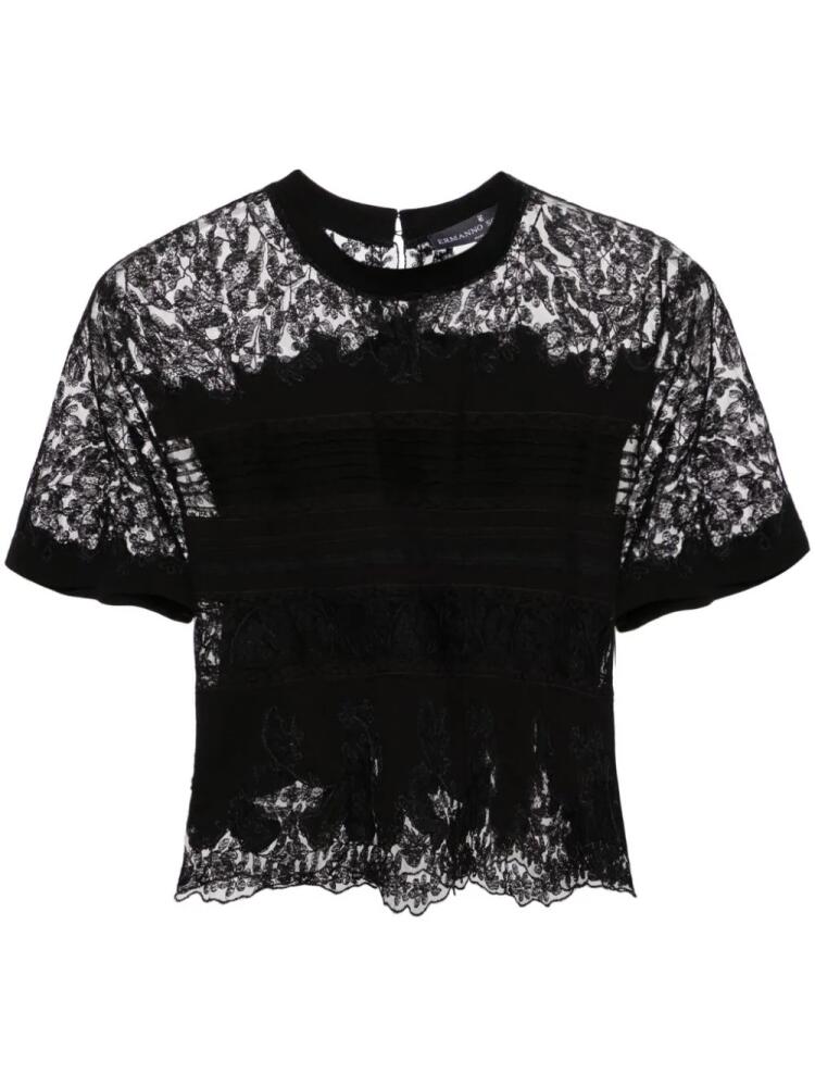 Ermanno Scervino lace-panelling cropped T-shirt - Black Cover