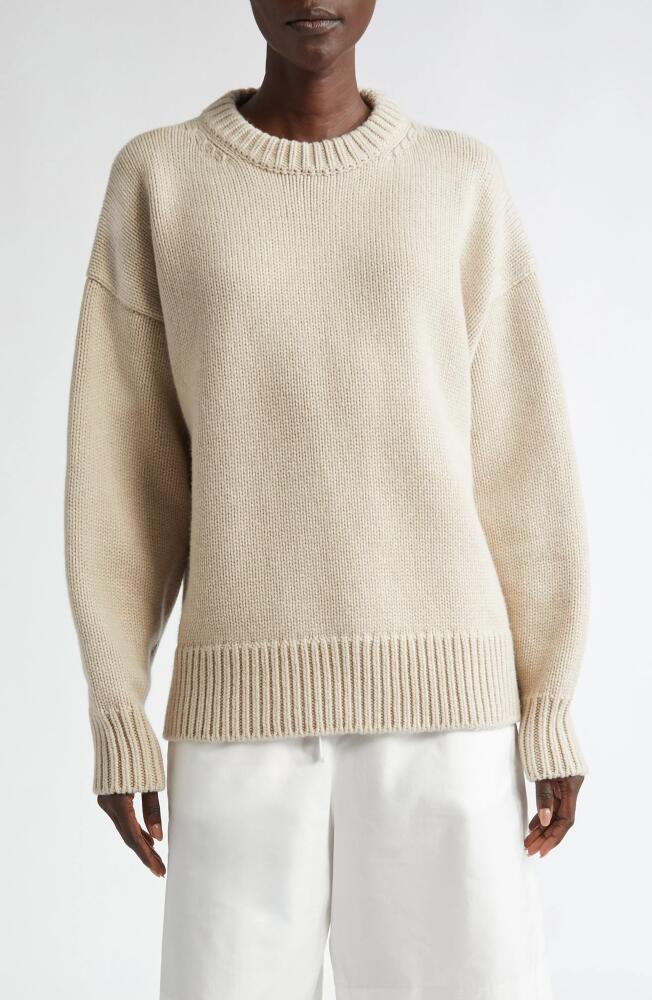 The Row Ophelia Oversize Crewneck Wool & Cashmere Sweater in Sand Cover